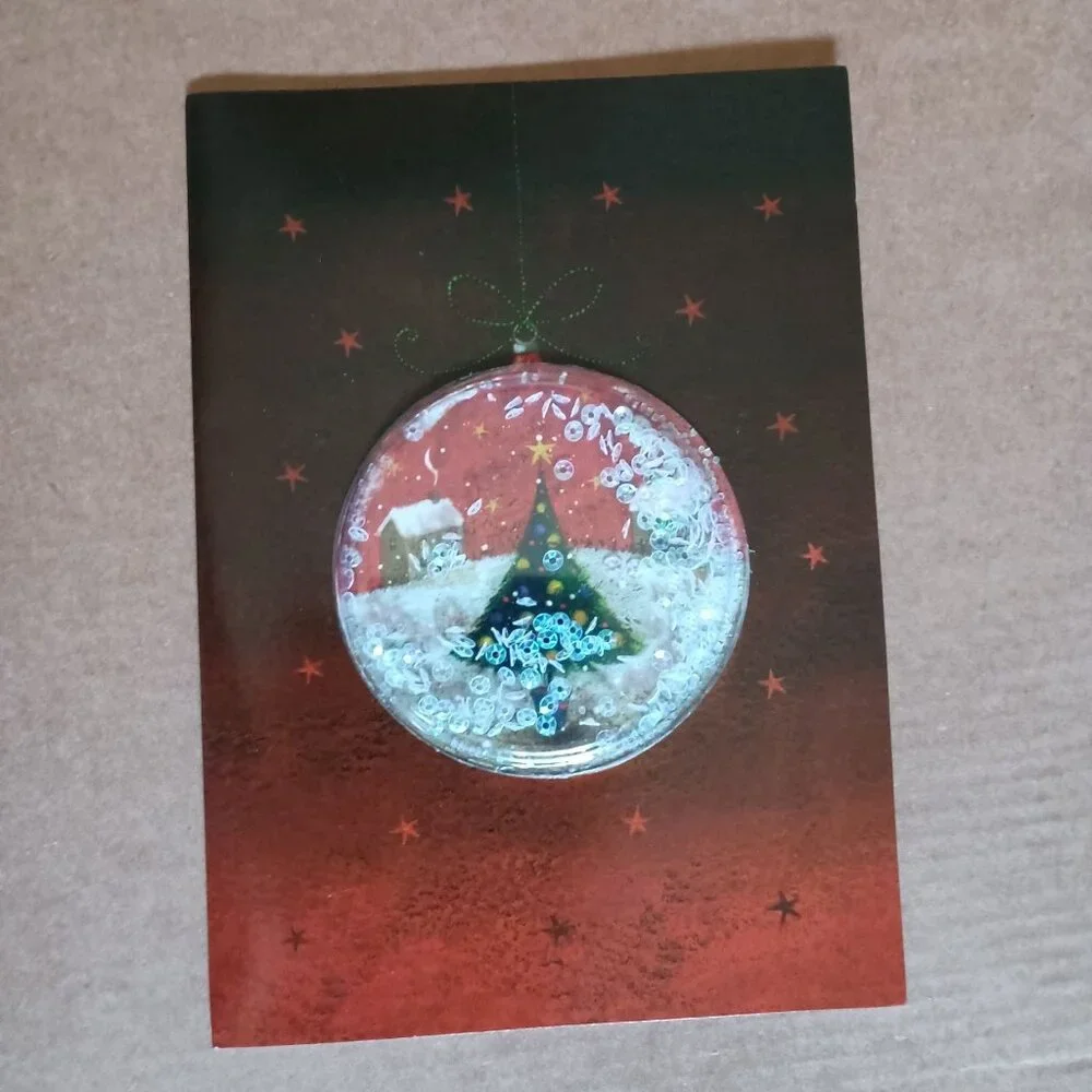 9 handmade Christmas cards with envelopes in box